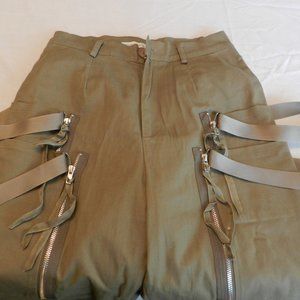 Hot & Delicious high waist, multi-pocket zip utility/cargo pants in olive green